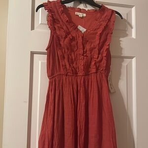 Elegant Coral Sleeveless Dress